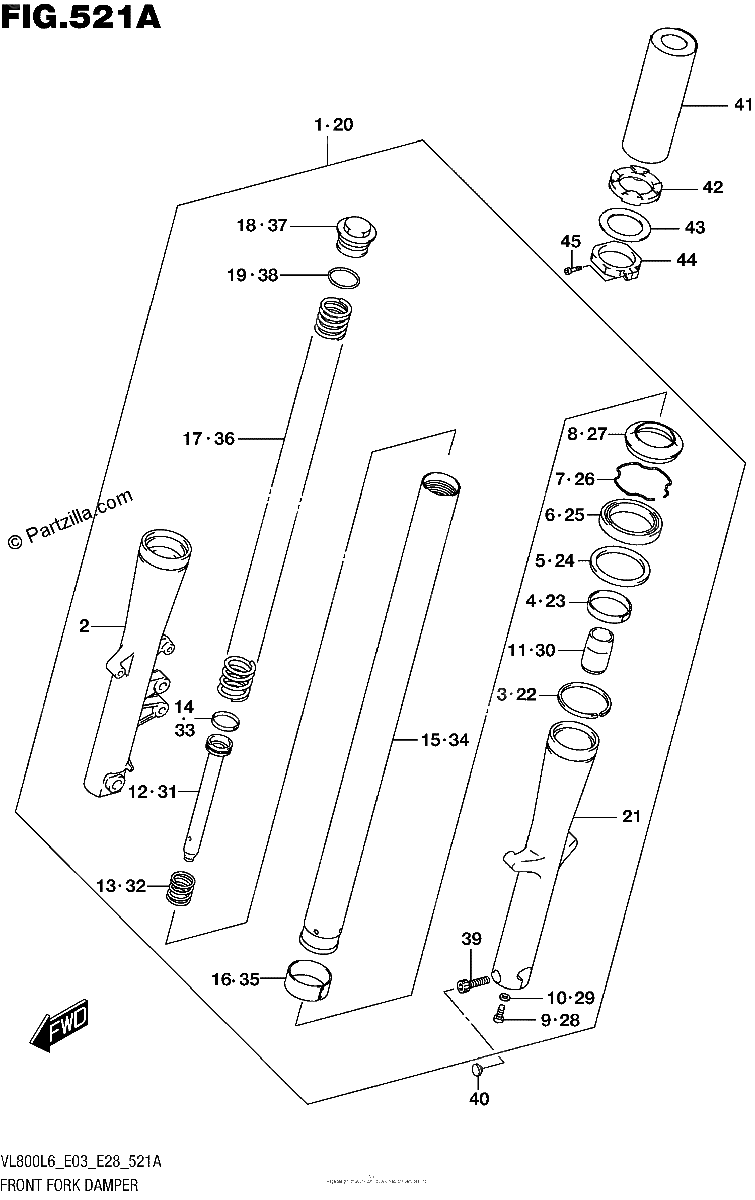 Diagrama de FRONT FORK DAMPER