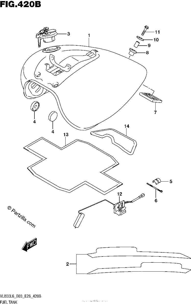 Diagrama de FUEL TANK VL800L6 E28