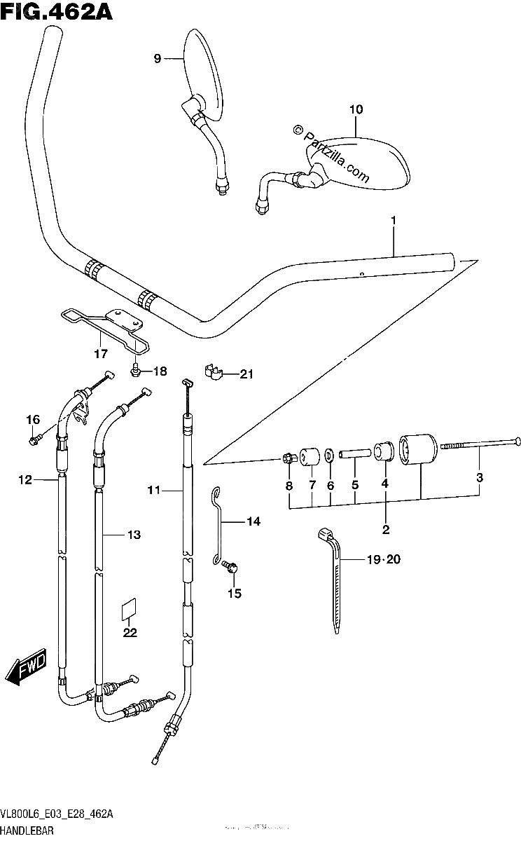 Diagrama de HANDLEBAR VL800L6 E03