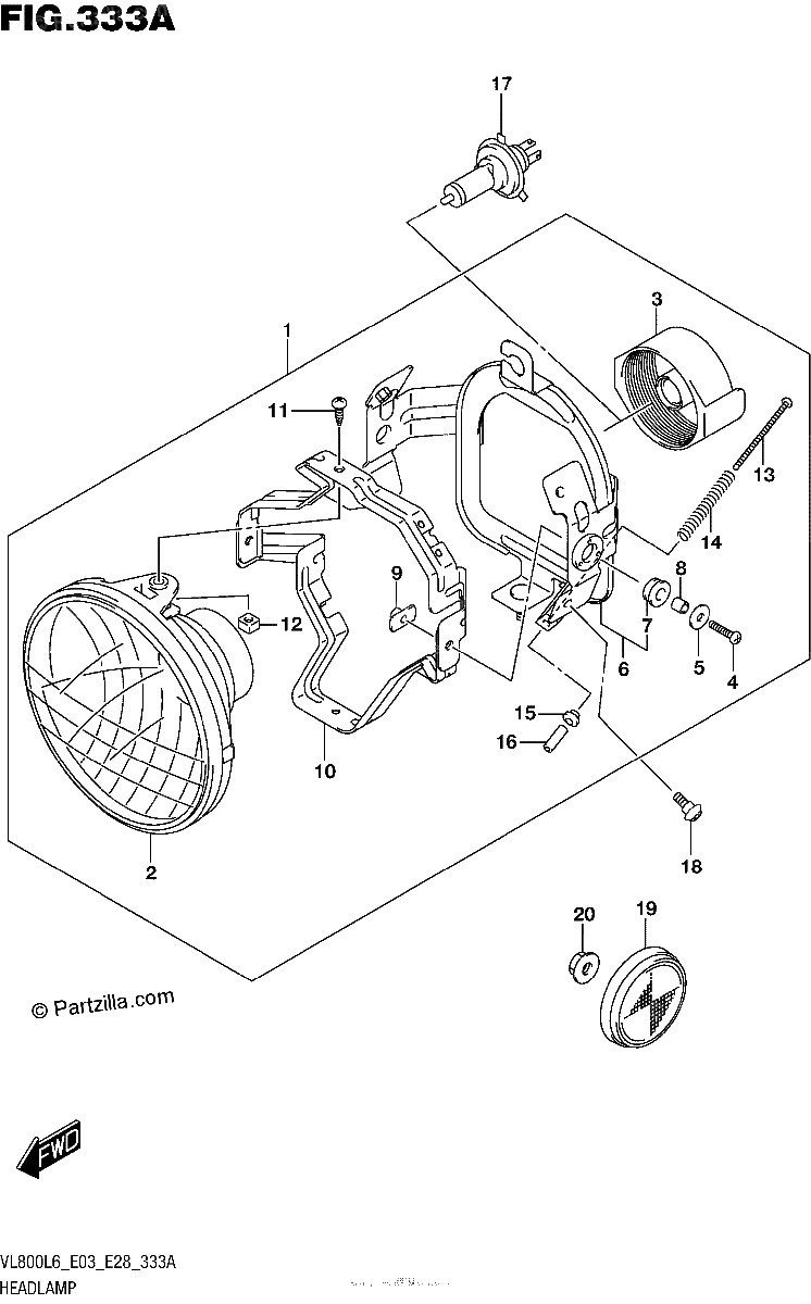 Diagrama de HEADLAMP VL800L6 E03