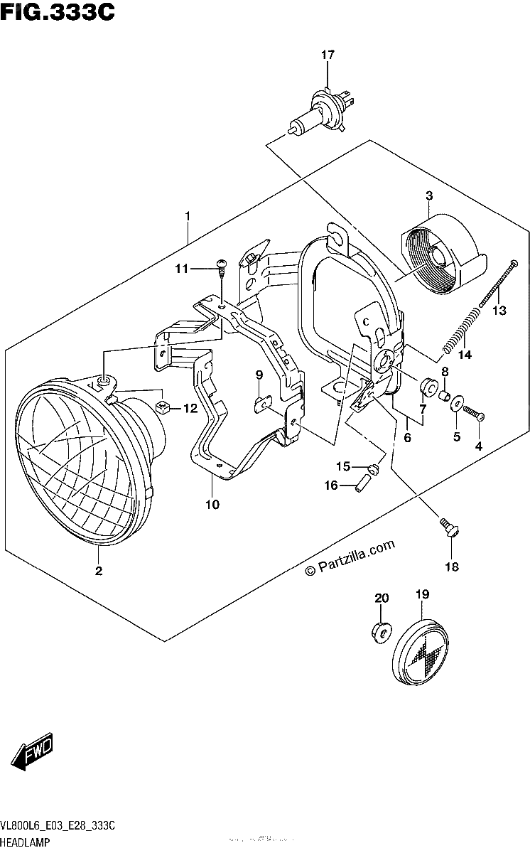 Diagrama de HEADLAMP VL800L6 E33