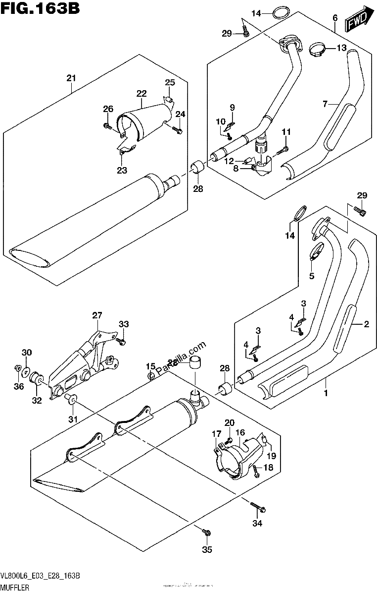 Diagrama de MUFFLER VL800L6 E28