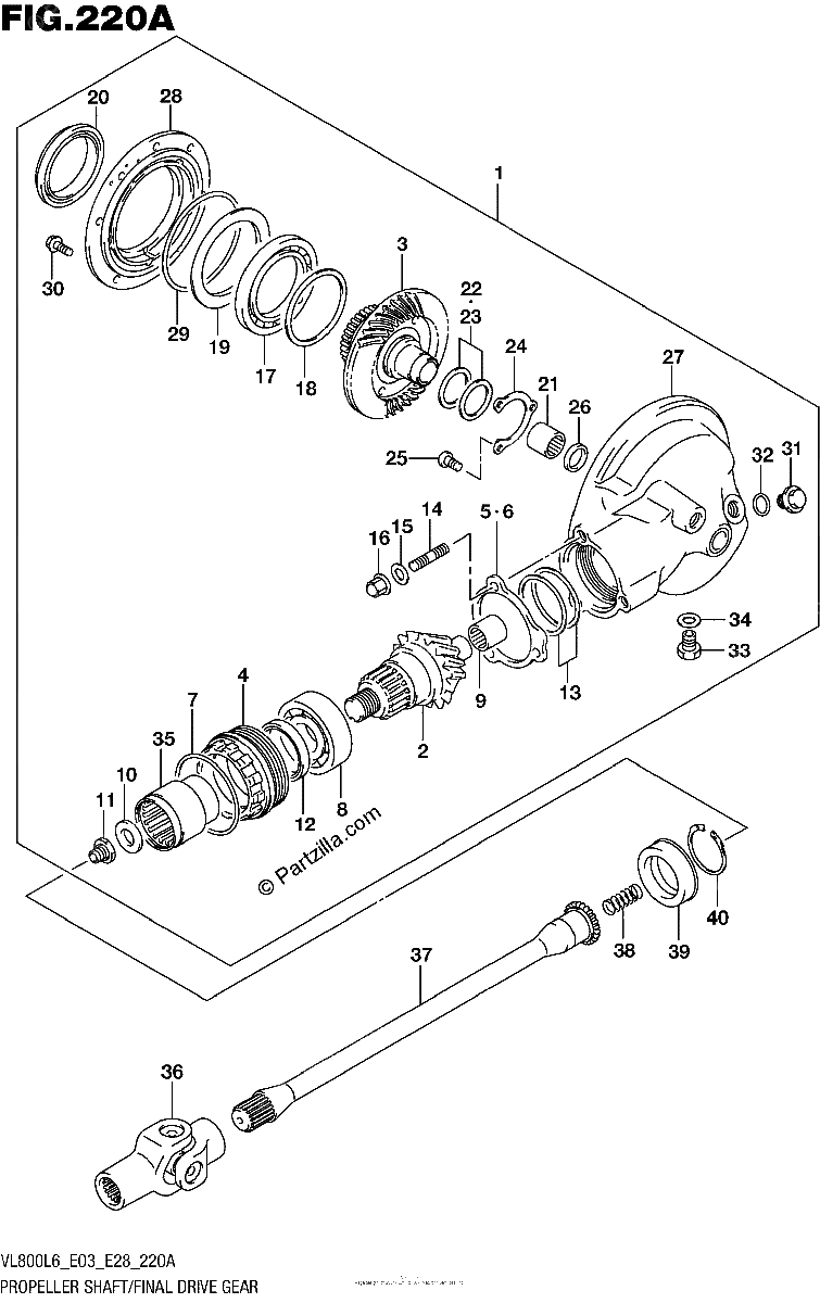 Diagrama de PROPELLER SHAFT FINAL DRIVE GEAR