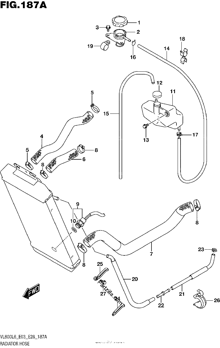 Diagrama de RADIATOR HOSE VL800L6 E03