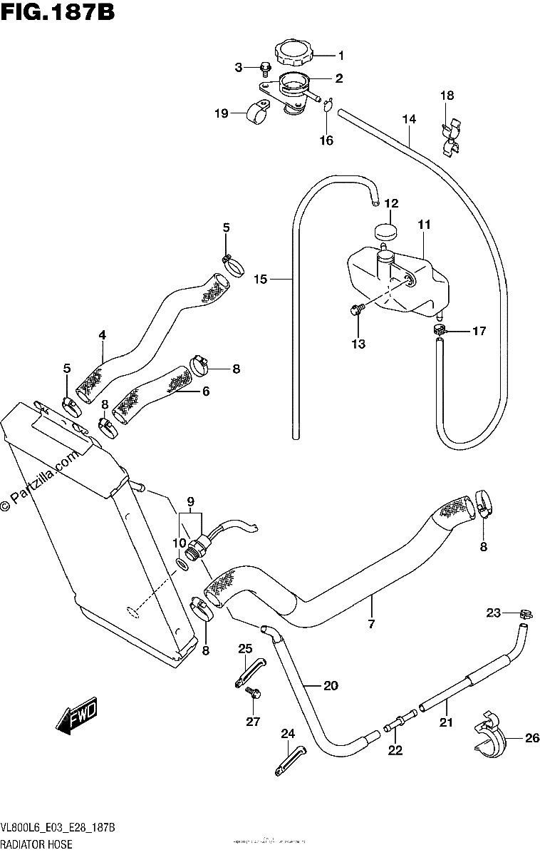 Diagrama de RADIATOR HOSE VL800L6 E28