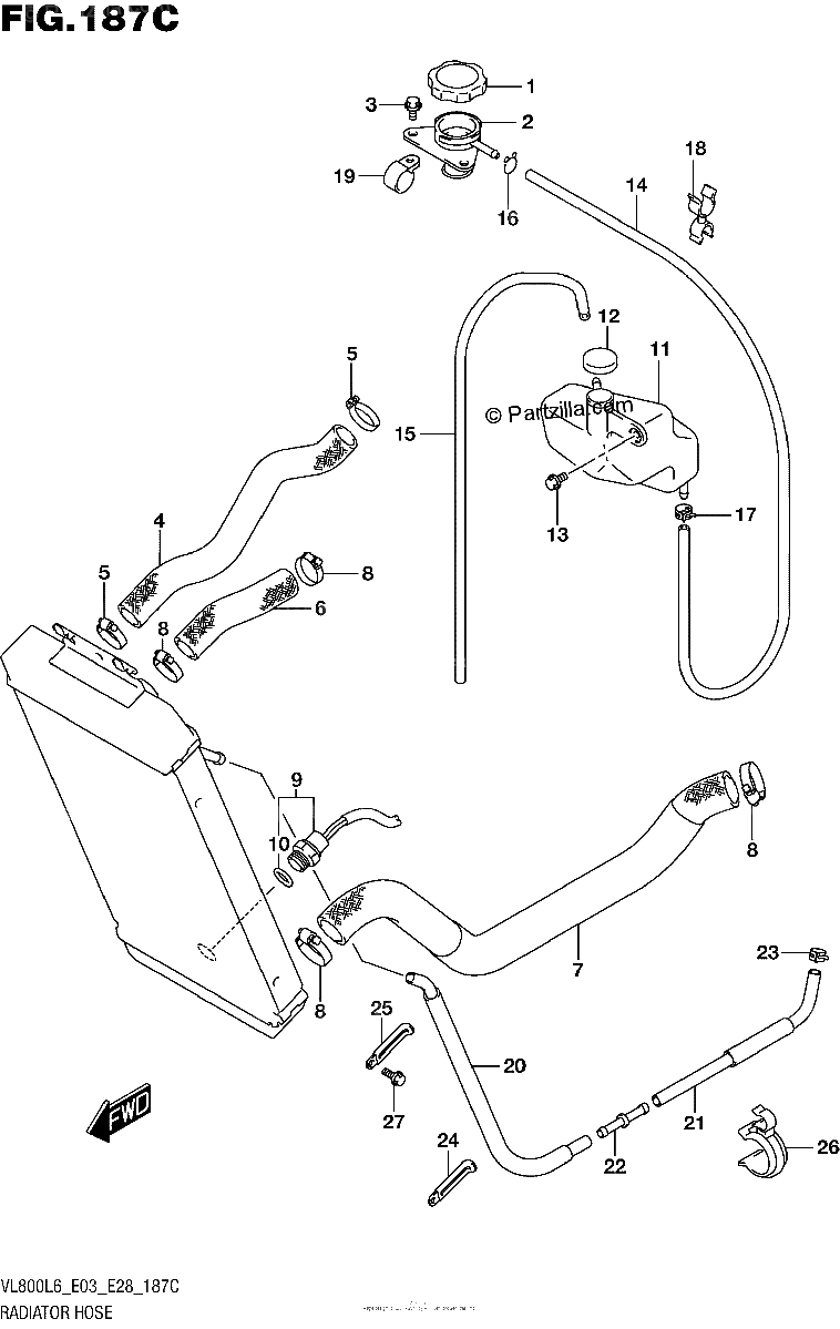 Diagrama de RADIATOR HOSE VL800L6 E33