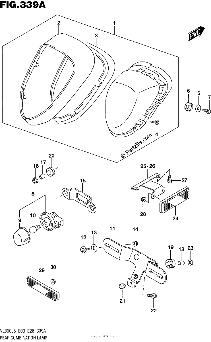 Diagrama de REAR COMBINATION LAMP VL800L6 E03