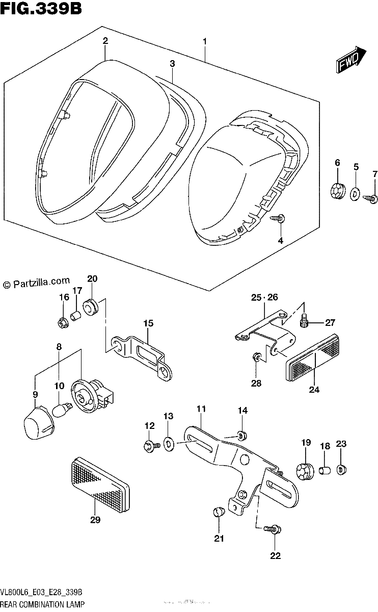 Diagrama de REAR COMBINATION LAMP VL800L6 E28