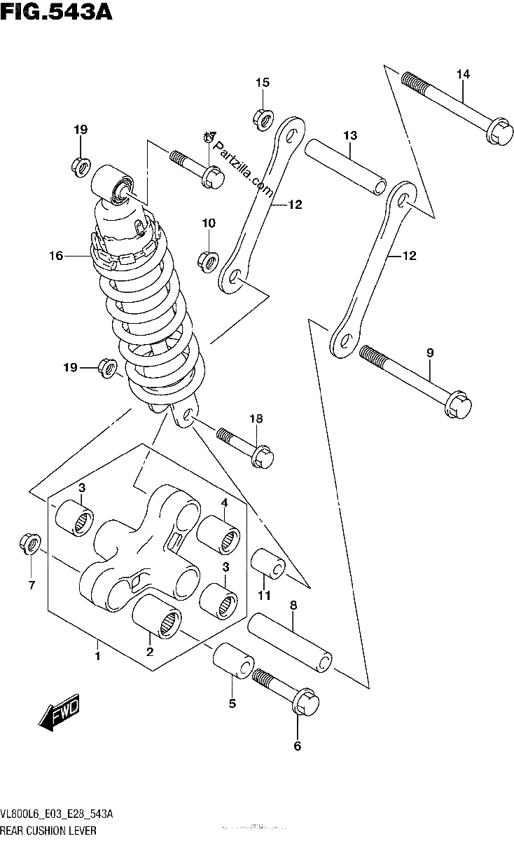 Diagrama de REAR CUSHION LEVER VL800L6 E03