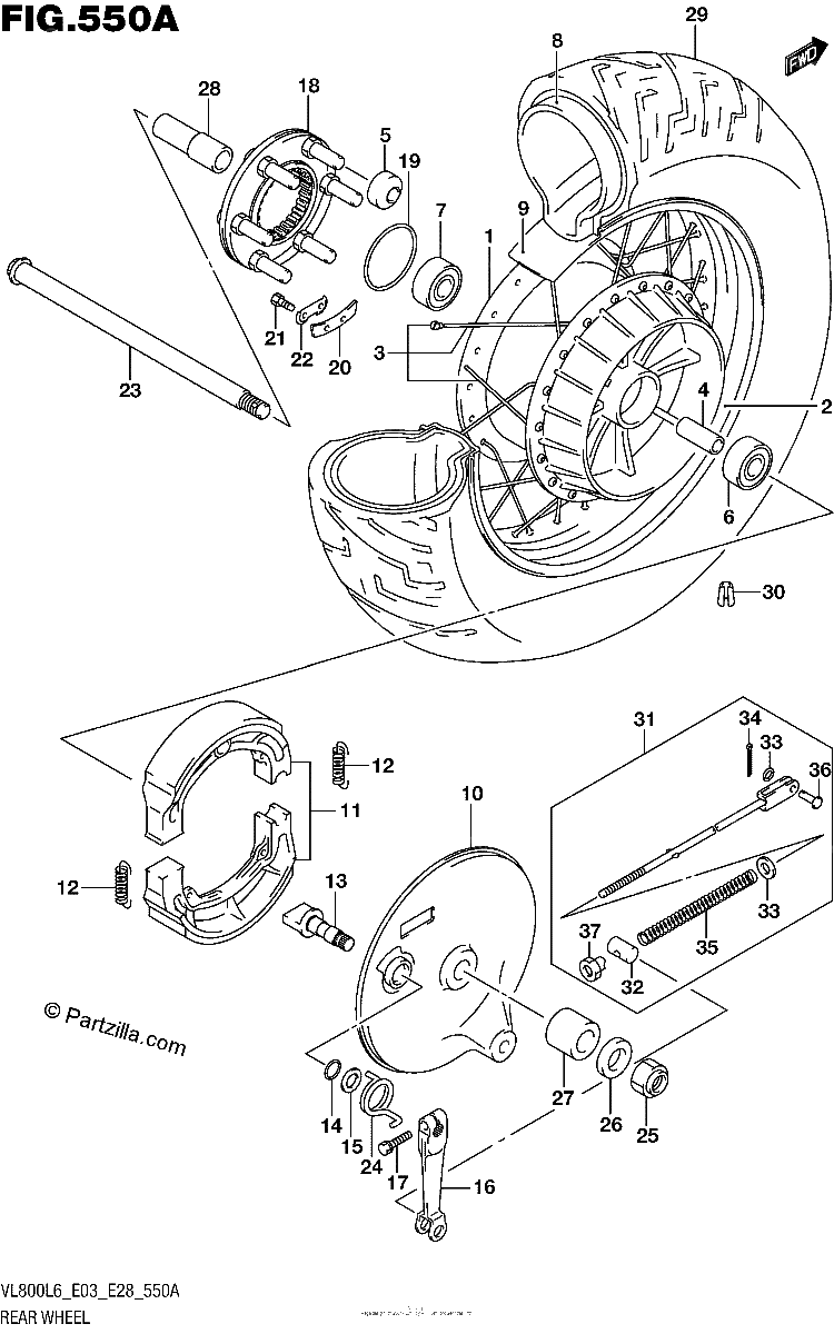 Diagrama de REAR WHEEL VL800L6 E03