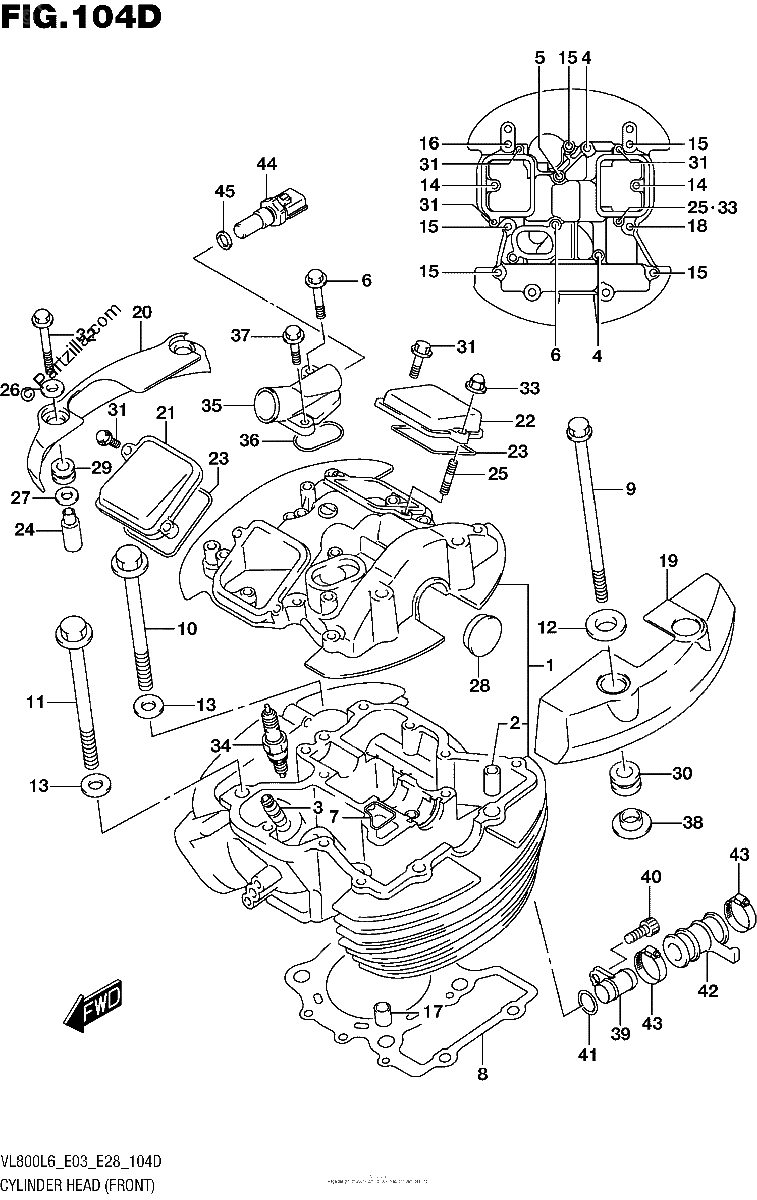 Diagrama de CYLINDER HEAD FRONT VL800TL6 E03