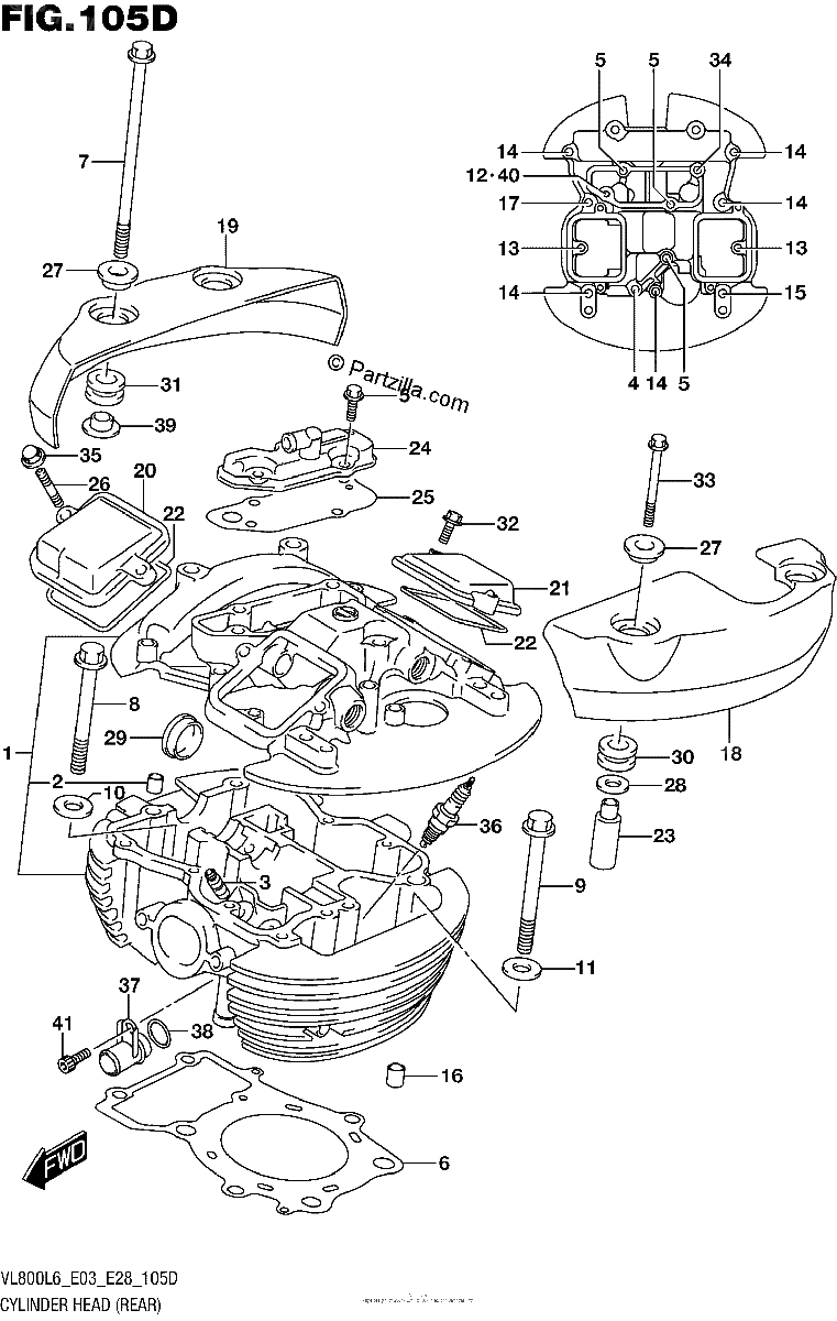 Diagrama de CYLINDER HEAD REAR VL800TL6 E03
