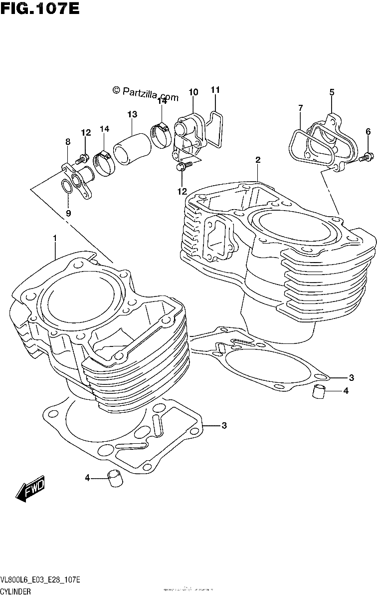 Diagrama de CYLINDER VL800TL6 E28