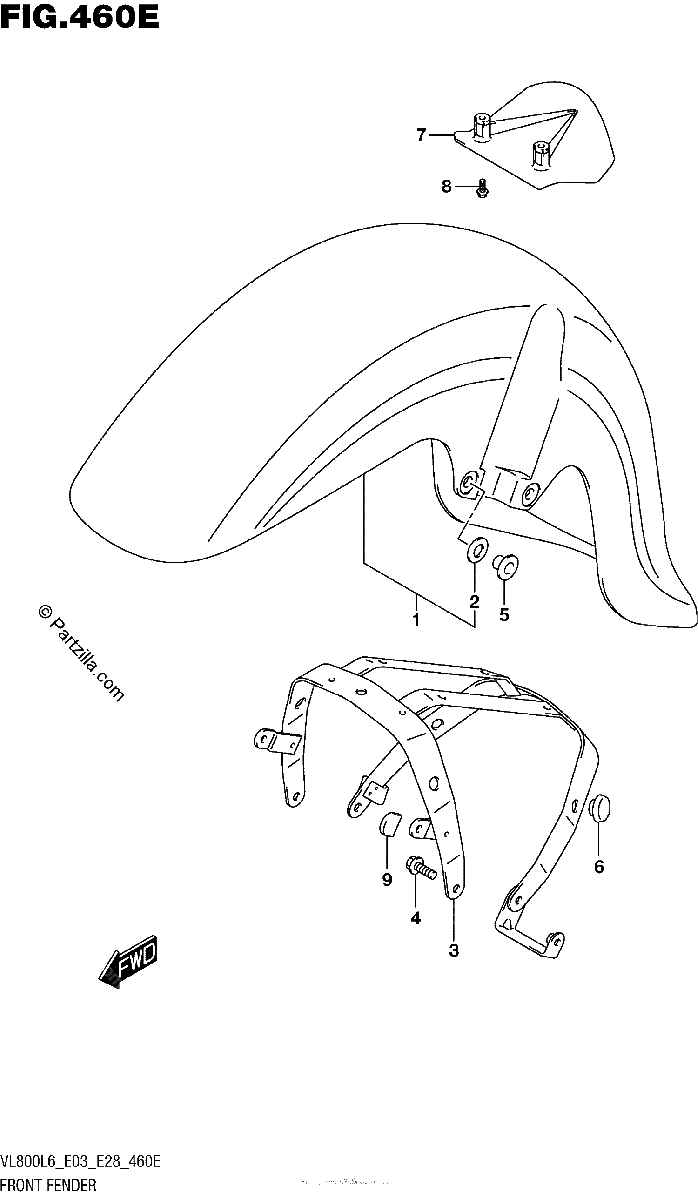 Diagrama de FRONT FENDER VL800TL6 E28