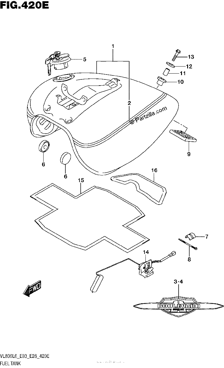 Diagrama de FUEL TANK VL800TL6 E28