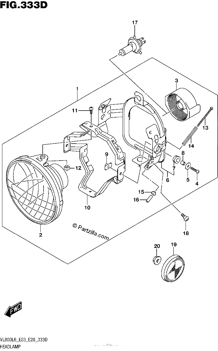 Diagrama de HEADLAMP VL800TL6 E03