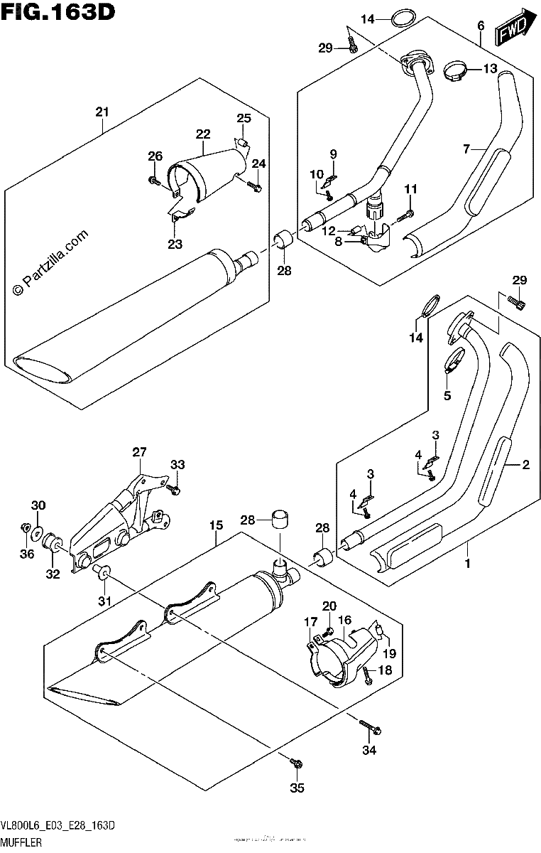 Diagrama de MUFFLER VL800TL6 E03
