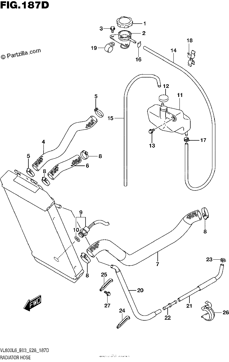 Diagrama de RADIATOR HOSE VL800TL6 E03