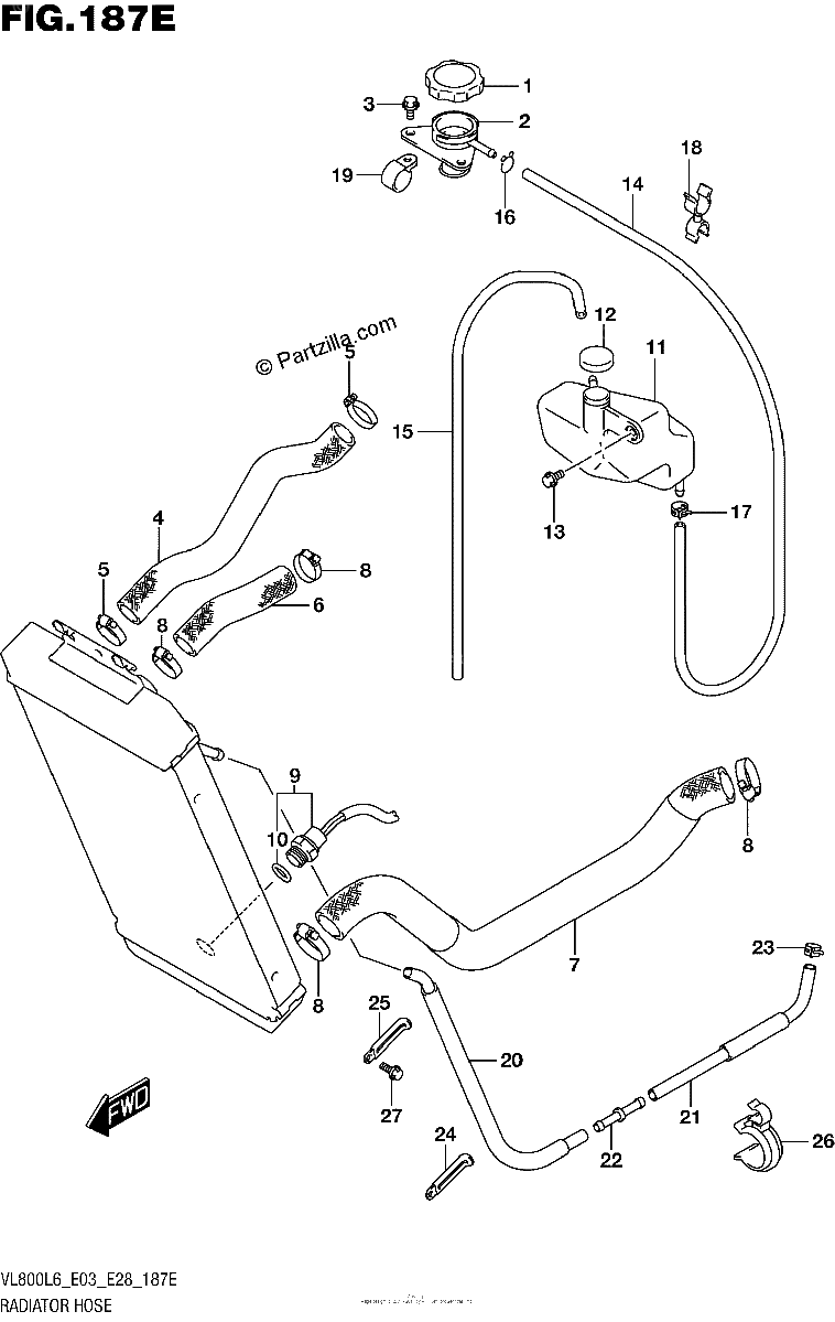 Diagrama de RADIATOR HOSE VL800TL6 E28