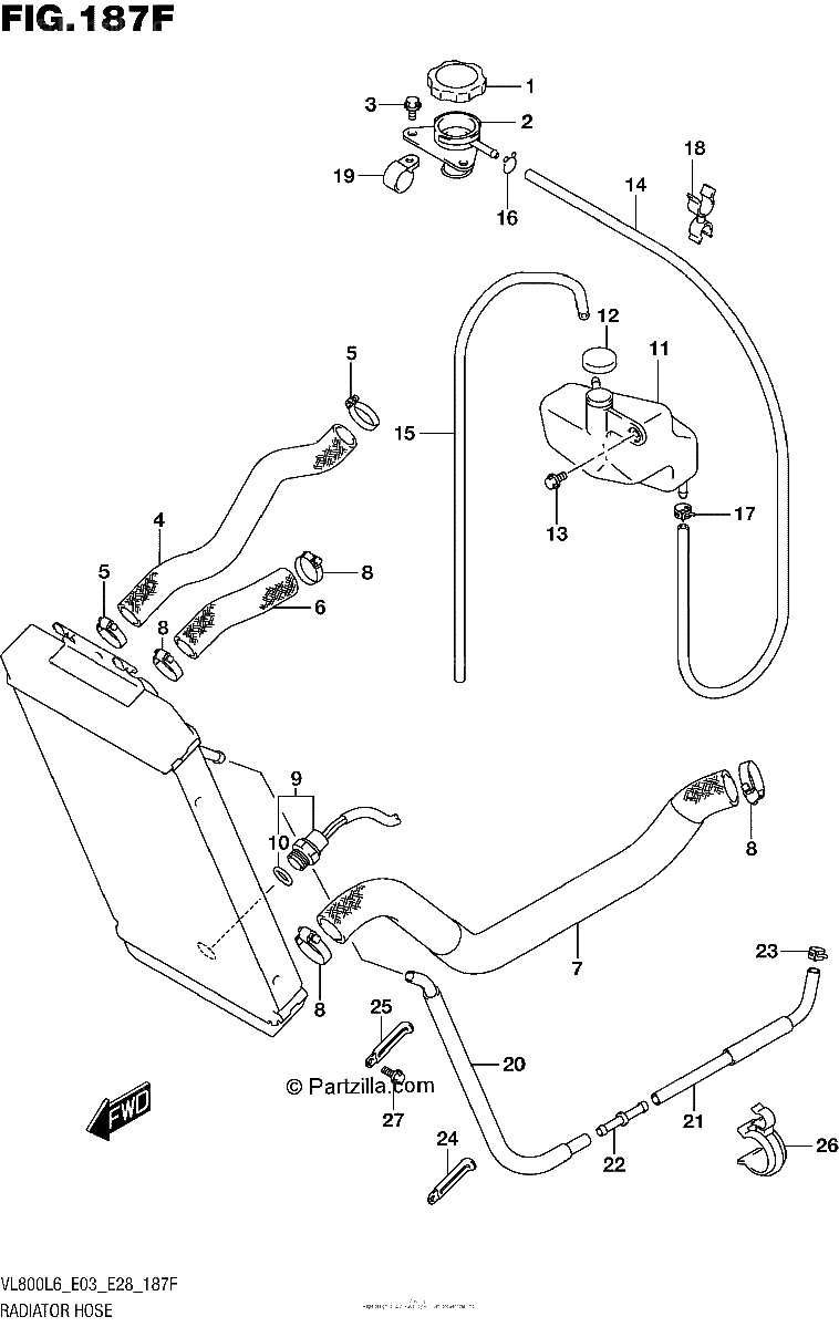 Diagrama de RADIATOR HOSE VL800TL6 E33