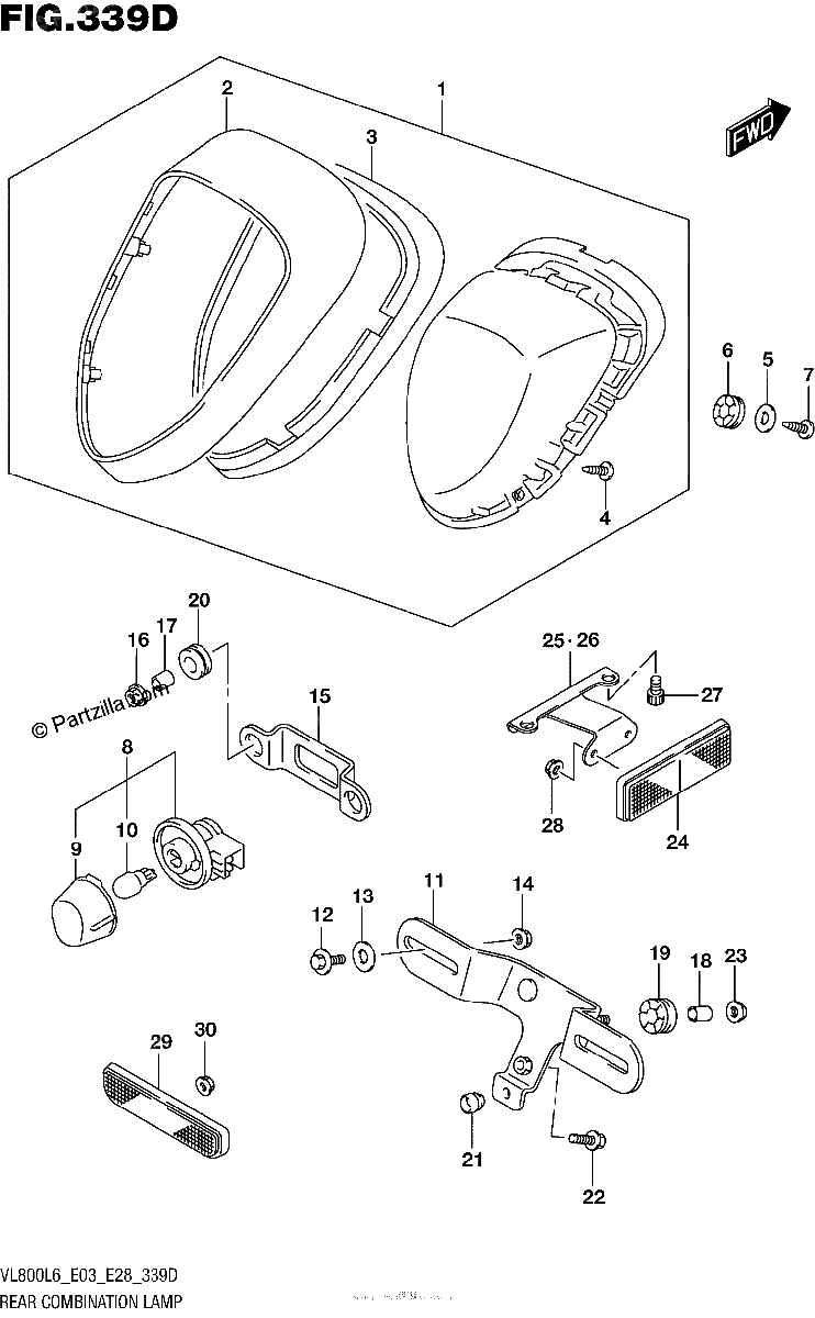 Diagrama de REAR COMBINATION LAMP VL800TL6 E03