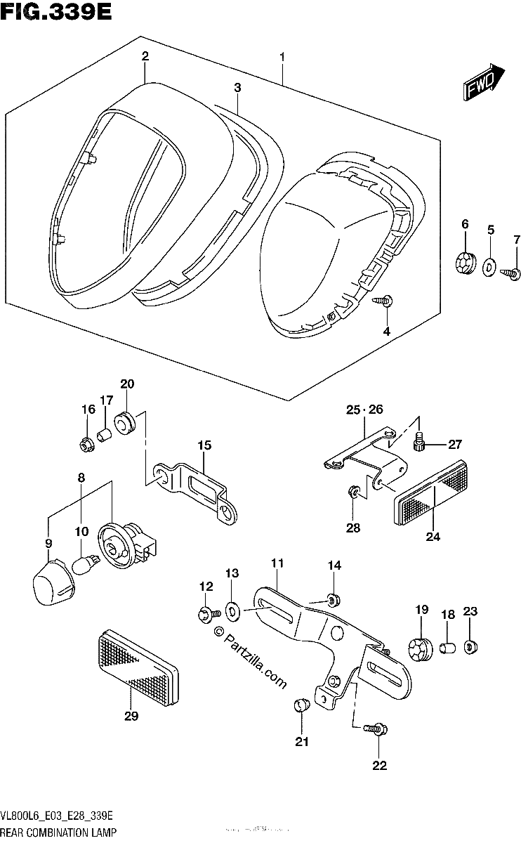 Diagrama de REAR COMBINATION LAMP VL800TL6 E28