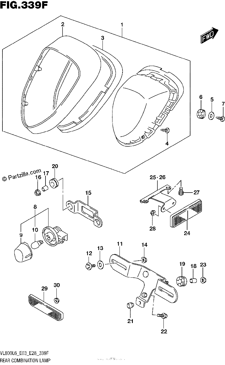 Diagrama de REAR COMBINATION LAMP VL800TL6 E33