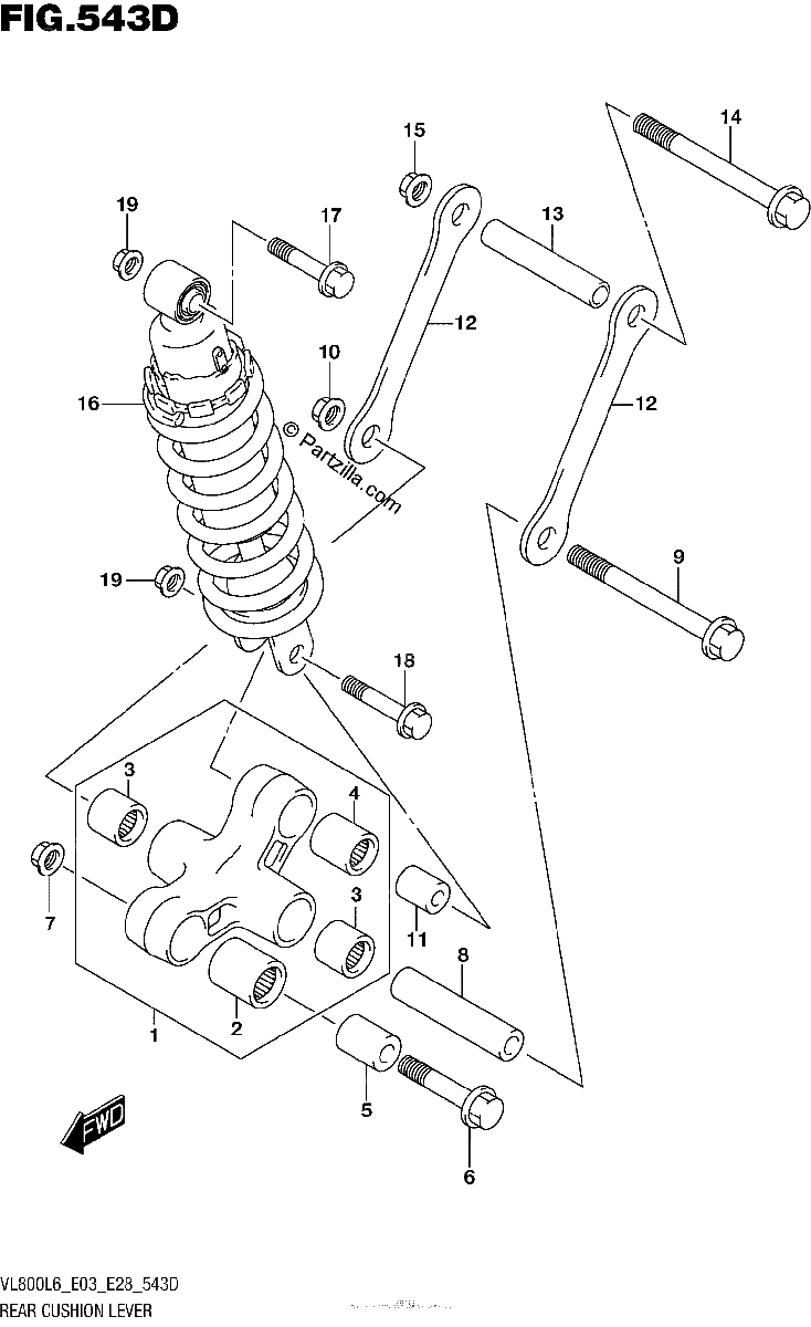 Diagrama de REAR CUSHION LEVER VL800TL6 E03