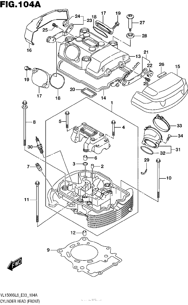 Diagrama de CYLINDER HEAD FRONT