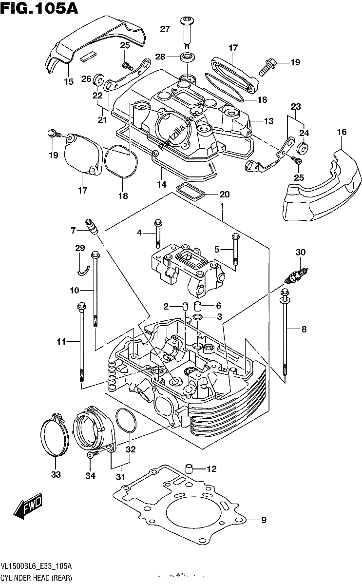 Diagrama de CYLINDER HEAD REAR