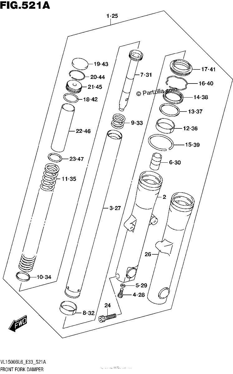 Diagrama de FRONT FORK DAMPER