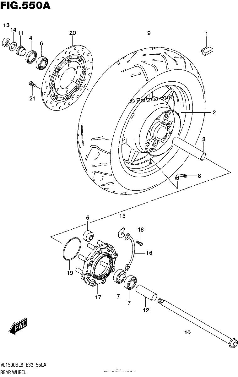 Diagrama de REAR WHEEL