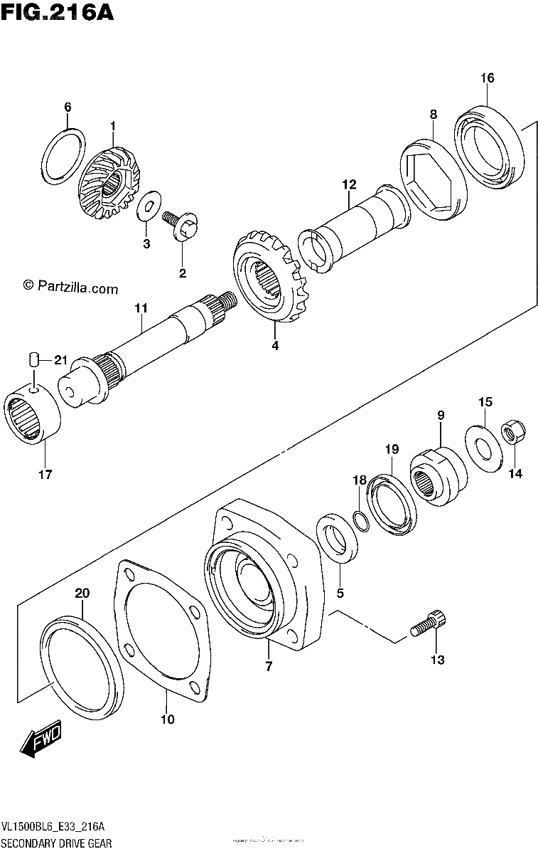 Diagrama de SECONDARY DRIVE GEAR