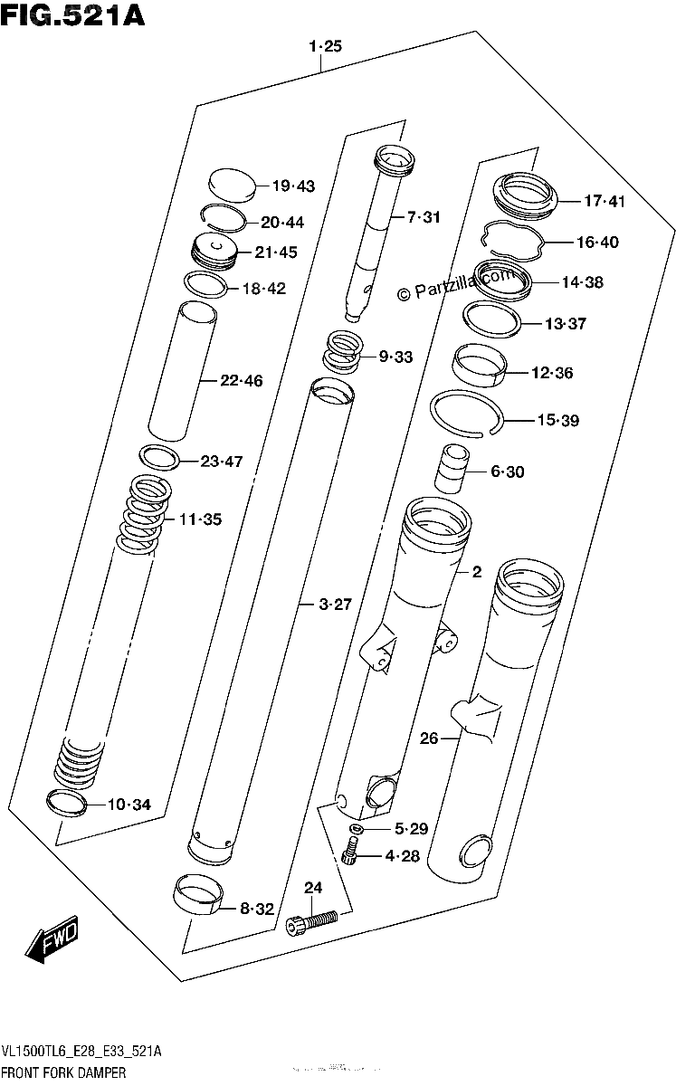 Diagrama de FRONT FORK DAMPER