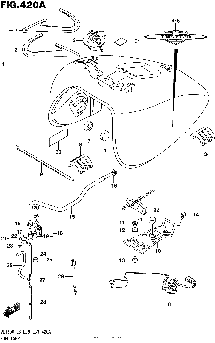 Diagrama de FUEL TANK VL1500TL6 E28