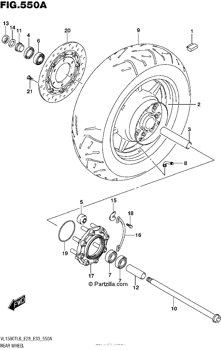 Diagrama de REAR WHEEL