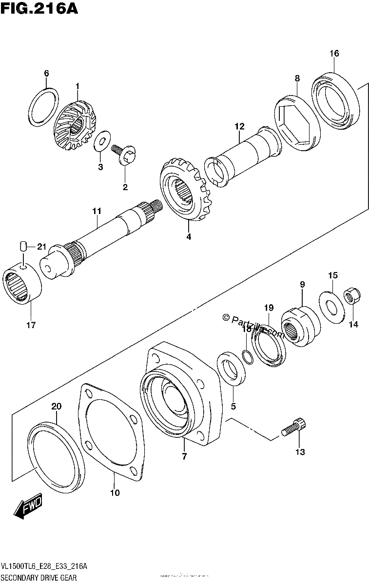 Diagrama de SECONDARY DRIVE GEAR