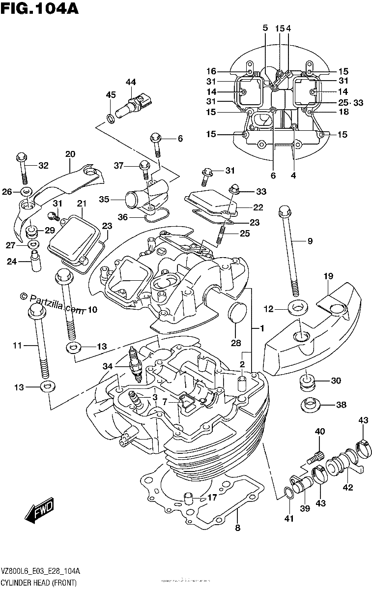 Diagrama de CYLINDER HEAD FRONT