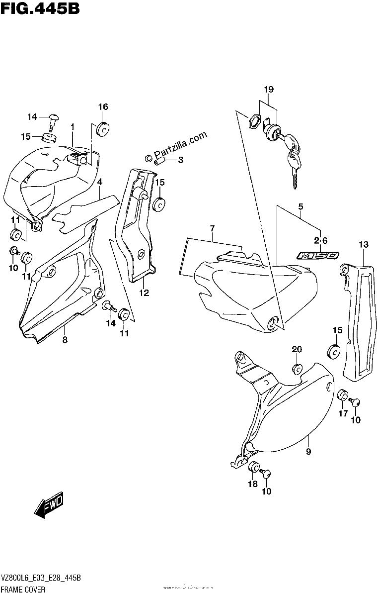 Diagrama de FRAME COVER VZ800L6 E28
