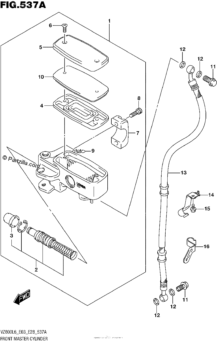 Diagrama de FRONT MASTER CYLINDER VZ800L6 E03