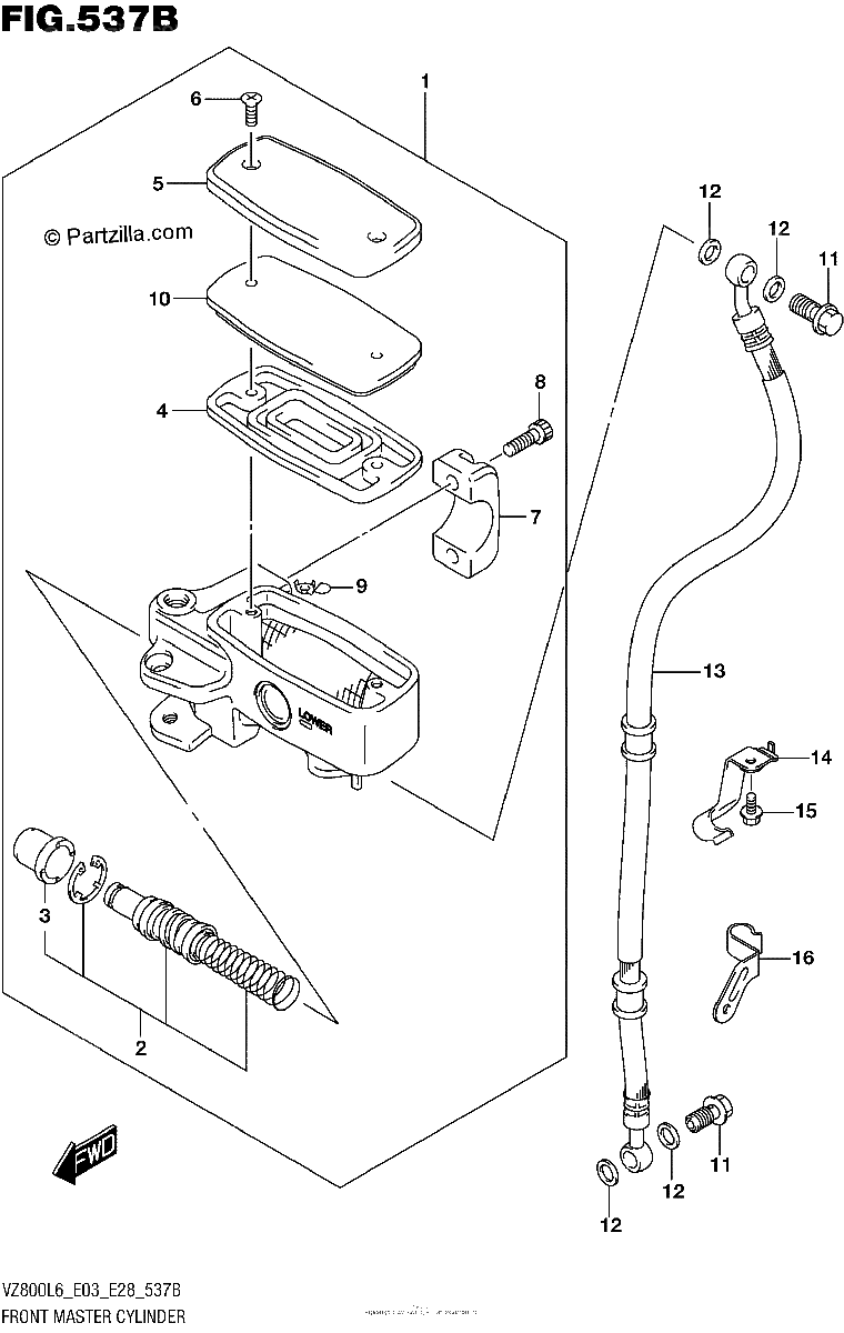 Diagrama de FRONT MASTER CYLINDER VZ800L6 E28
