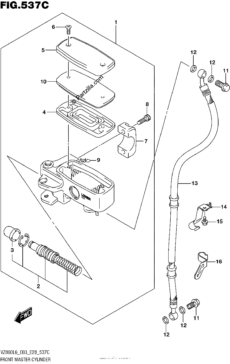 Diagrama de FRONT MASTER CYLINDER VZ800L6 E33