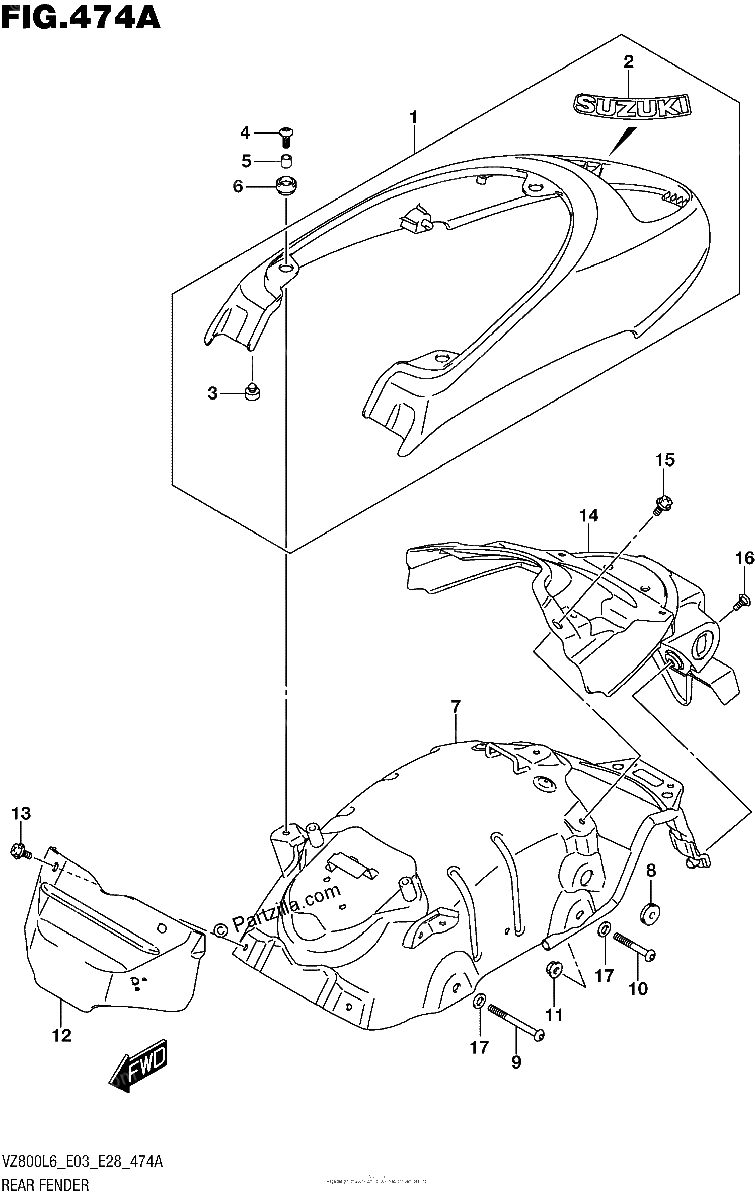 Diagrama de REAR FENDER