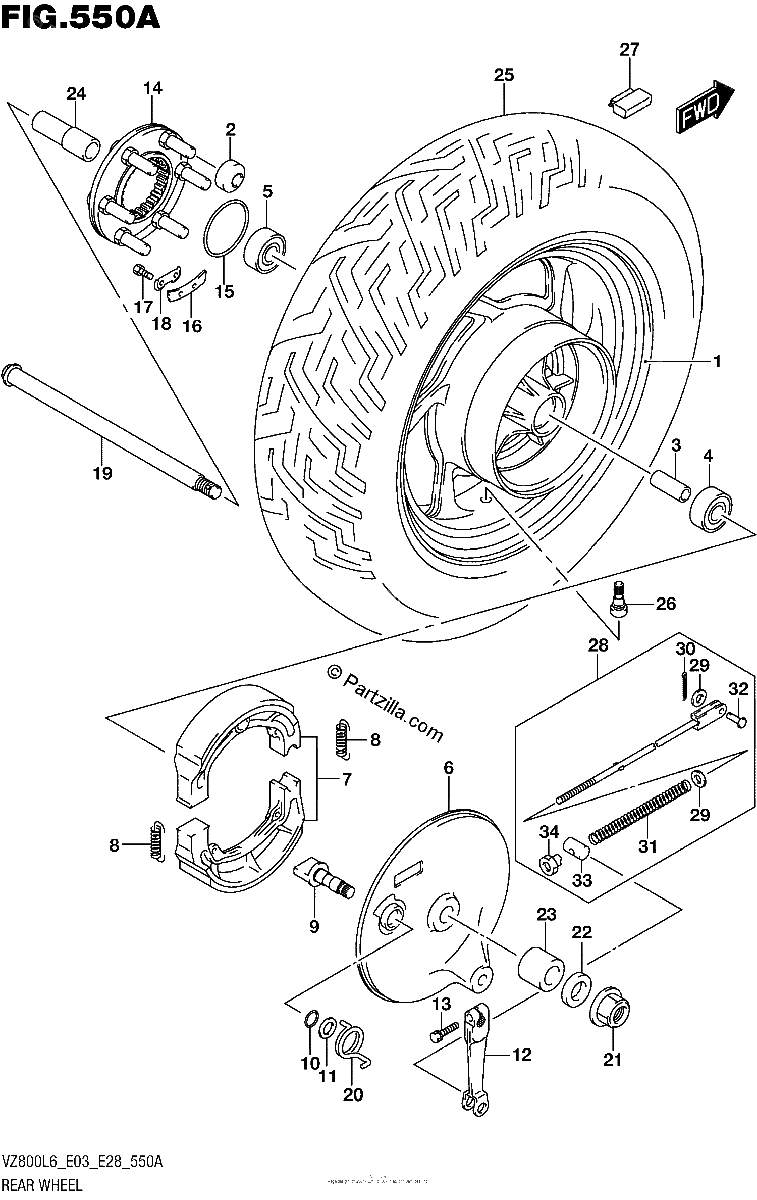 Diagrama de REAR WHEEL