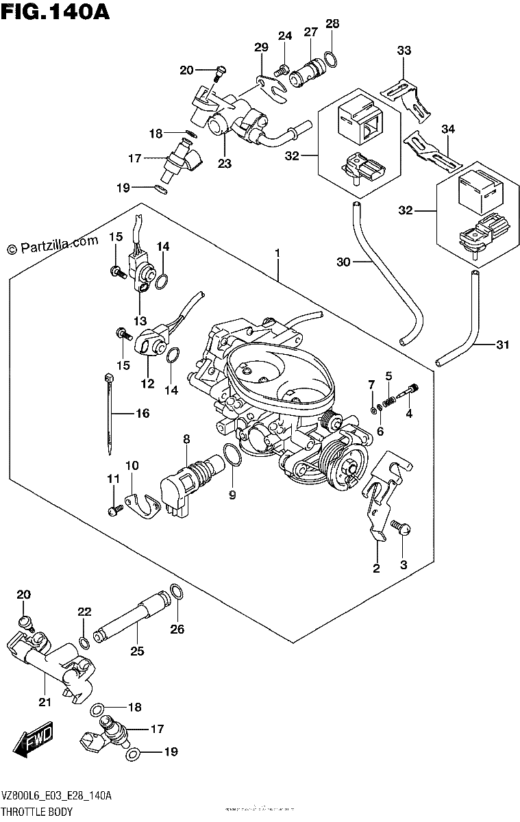Diagrama de THROTTLE BODY VZ800L6 E03