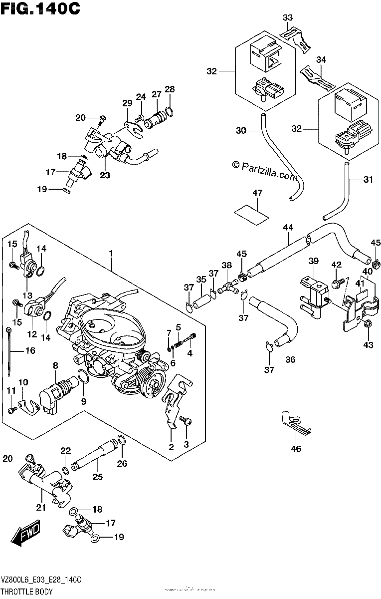 Diagrama de THROTTLE BODY VZ800L6 E33