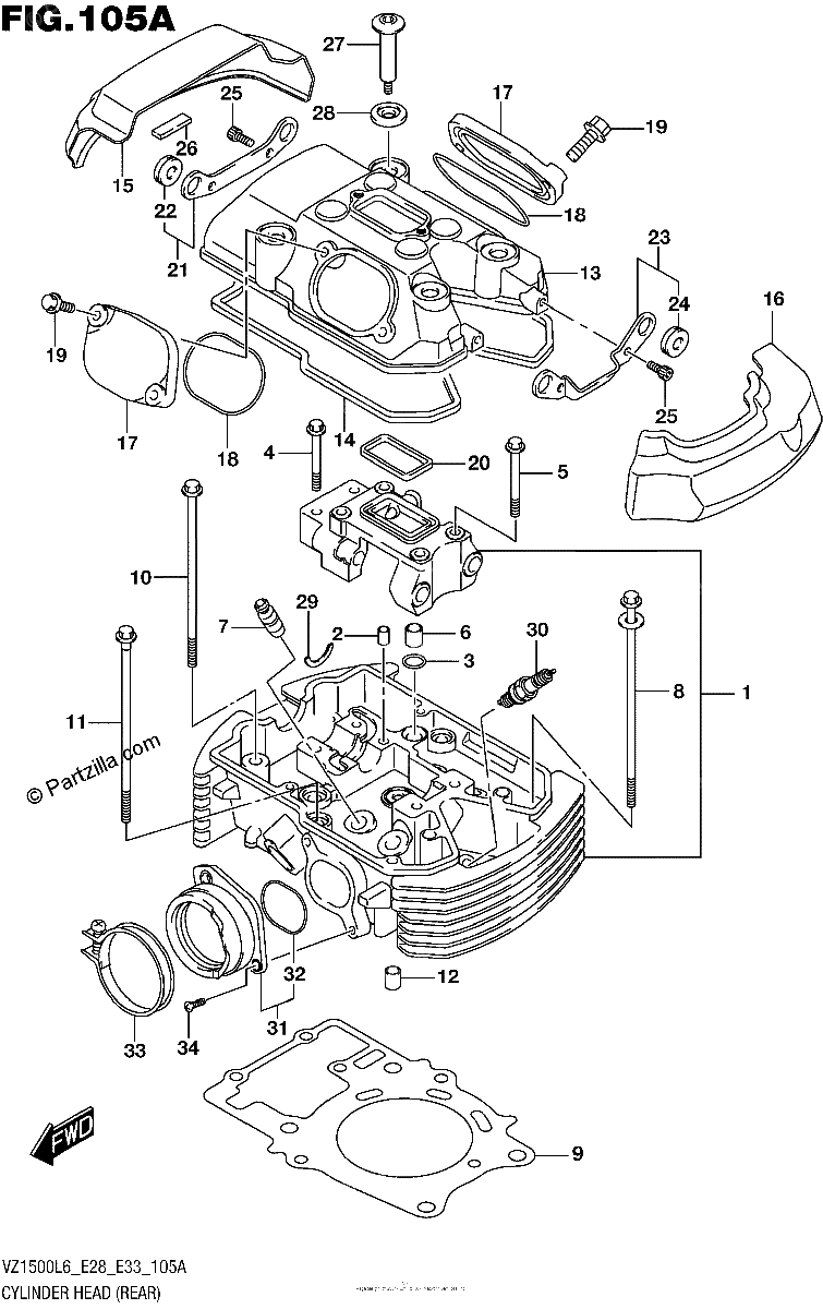 Diagrama de CYLINDER HEAD REAR