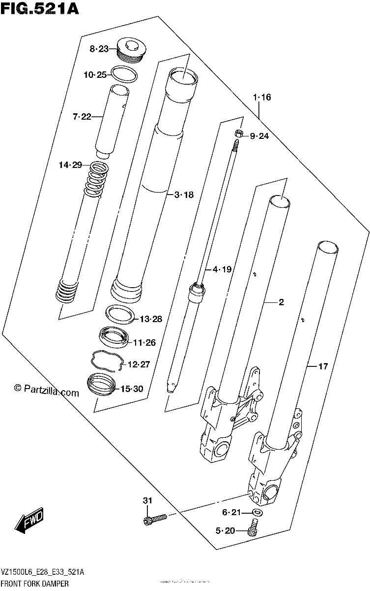 Diagrama de FRONT FORK DAMPER
