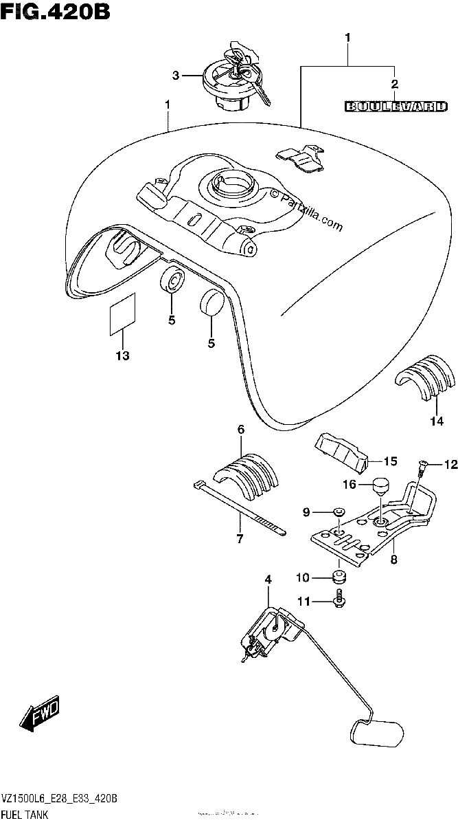 Diagrama de FUEL TANK VZ1500L6 E33