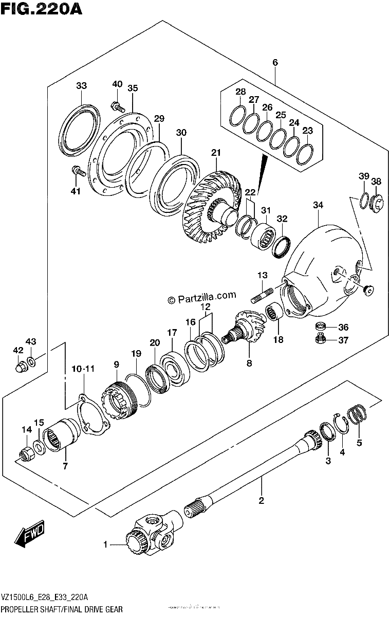 Diagrama de PROPELLER SHAFT FINAL DRIVE GEAR